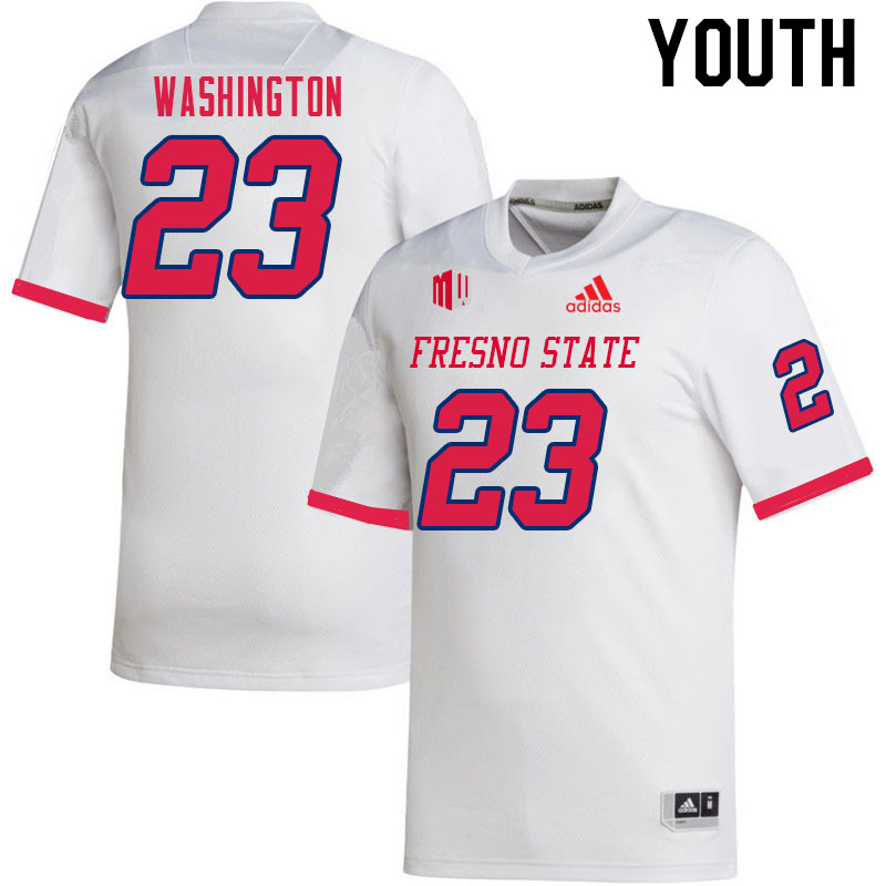 Youth #23 Vallee Washington Fresno State Bulldogs College Football Jerseys Sale-White - Click Image to Close